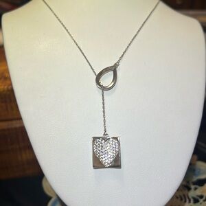 Beautiful diamond lasso necklace, adjustable sterling silver 925